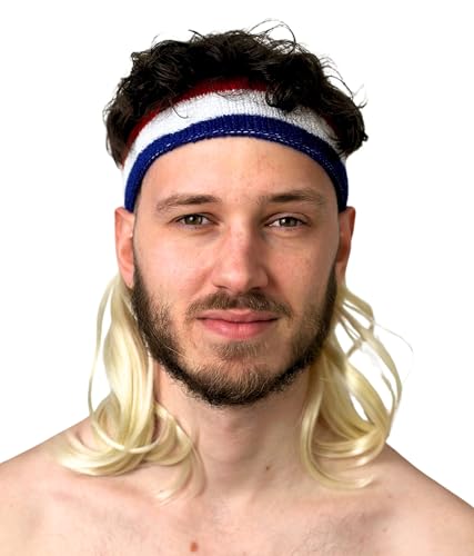 ALLAURA Mullet Headband Wig | 80s Wig Men Mullet Wig Men — One Size (Headband Included) (Blonde)