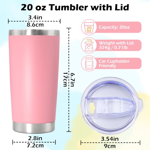Image of 20oz Tumbler Insulated Tumblers Vacuum Coffee Mug with Lid Pink 6Pack