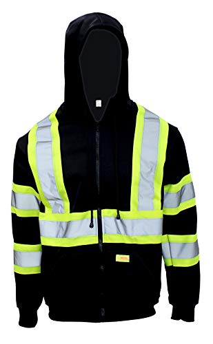 New York Hi-Viz Workwear H9013 Men's ANSI Class 1 High Visibility, Lightweight Hoodie, Black (Extra Large)2