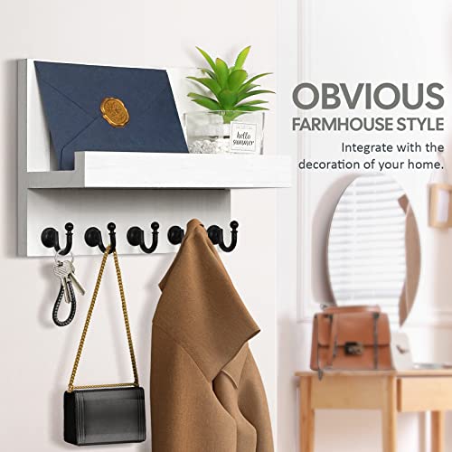 Honjin Key Holder For Wall: Easy Installation Mail Organizer Wall Mount Hanging Key Rack For Kitchen And Entryway Decor With 5 Sturdy Key Hooks (White) #TOP5