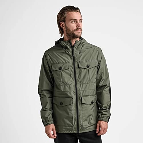 Roark Men's Cascade Rain Shell Jacket, Waterproof Coat with Hood, Dark Military4