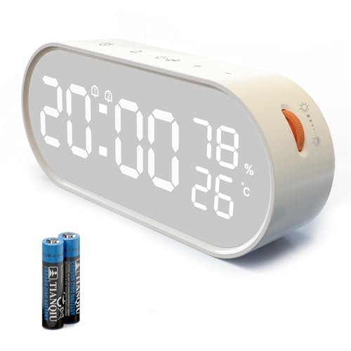 Voniobuy Réveil Numérique, Réveil avec Grand Écran LED Tactile, 2 Alarme 12/24H, Fonction Snooze/Luminosité Réglable, Suivi de l'Humidité et...