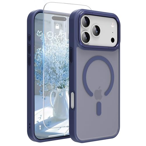 Image of Magnetic for iPhone 17 Pro Phone Case, [Compatible with MagSafe], Screen Protectors X1, [Military Grade Drop Protection],Matte Finish,Slim,Shockproof,Protective (Blue, iPhone 17 PRO)