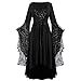 JIEMUXIU Halloween Costumes Woman 2025 Gothic Plus Lace Up Corset Dress Skull Print Bat Sleeve Medieval Renaissance Dresses