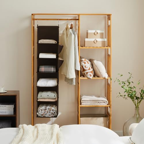 Image of YOUDENOVA Hanging Closet Organizer and Storage, 6-Shelf, Brown
