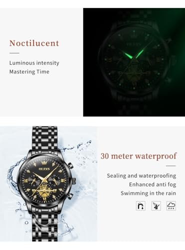 Image of OLEVS Women Watch Multifunctional Two Tone Watch Fashion Business Analog Quartz Ladies Watch Stainless Steel Waterproof Diamond Watch for Women