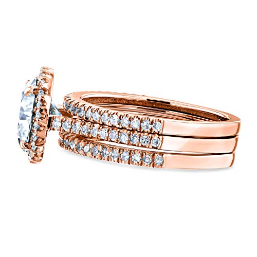 Kobelli Round Brilliant Moissanite Halo 3-Piece Bridal Rings Set 2 1/2 CTW 14k Rose Gold4