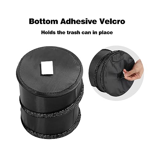 Image of eing Car Trash Can, Portable Garbage Bin with Bling Diamonds, Collapsible Pop-up Water Proof Bag, Waste Basket Bin, Rubbish Bin (1 Pack, Black)