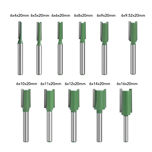 Kjaoyu KJAOYUEVSA83IDRG 11Pcs 1/4 Inch Shank Double Flute Straight Router Bits Tungsten Carbide Trimming Cutter,Shank Router Bits Tungsten Steel Alloy Single Double Flute Straight Bit thumb #3