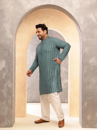 Image of SOJANYA Plus (Since 1958) Men's Cotton Ethnic Motifs Embroidered Long Kurta