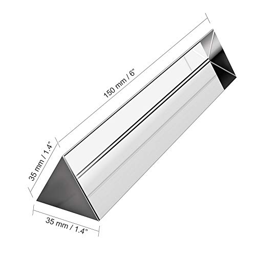 IFOLAINA Prism 6” inch Light Optical Glass Crystal Triangular Prism for Science Physics Teaching Photo Photography Crystal Equilateral Fractal Spectrum Prism - Thumbnail 2