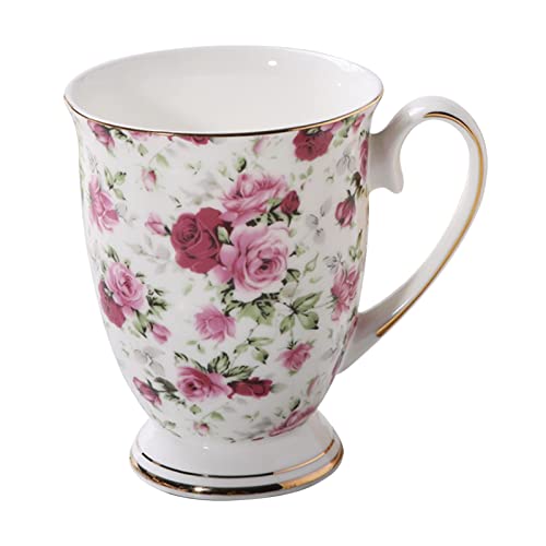 Rurunklee Tazze da caffè, 300 ml, tazze floreali, porcellana Bone China, Tazza da tè, Tazze da caffè, Tazze per caffè, Tazze da tè