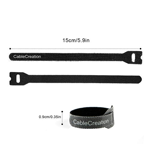 Cablecreation 50Pcs Fastening Cable Ties Reusable, Premium 6-Inch Adjustable Cord Ties, Nylon Cable Management Straps Hook Loop Cord Organizer Wire Ties Reusable Black #TOP6
