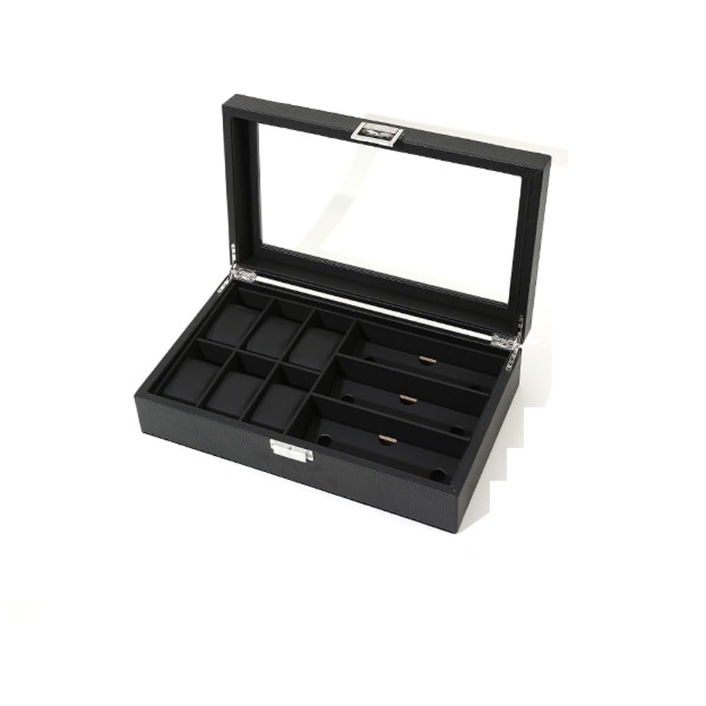 XBTGS Caja de reloj de fibra para hombre y mujer, colección de joyas, caja de regalo, caja de almacenamiento de relojes,