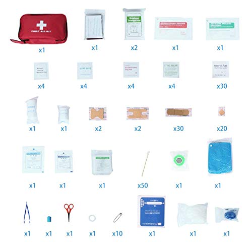 Kit di Primo Soccorso 180 Pezzi, Kit di Pronto Soccorso Compatto Professionale, Coperte di Emergenza, Maschera CPR impermeabile per Casa, Auto, Campeggio, Escursionismo, Ufficio, Barca, Viaggio