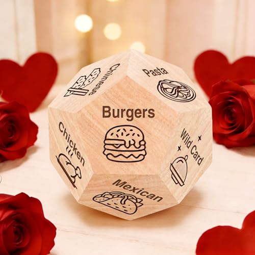 Valentines Day Gifts for Him Her,Galentines Day Gifts for Men Women, Date Night Food Decision Dice, Funny Couples Gifts for Boyfriend Girlfriend Anniversary Birthday Wedding Gifts for Husband Wife