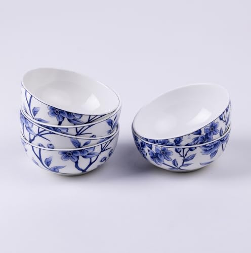 Image of GOLDEN QUEEN'S Bone China 18 Piece Floral Dinner Set - Serving 6 | Perfect for Hosting and Daily Meals | Microwave Safe | Includes 6 Dinner Plates, 6 Small Bowls & 6 Side Plates - Sapphire Bloom
