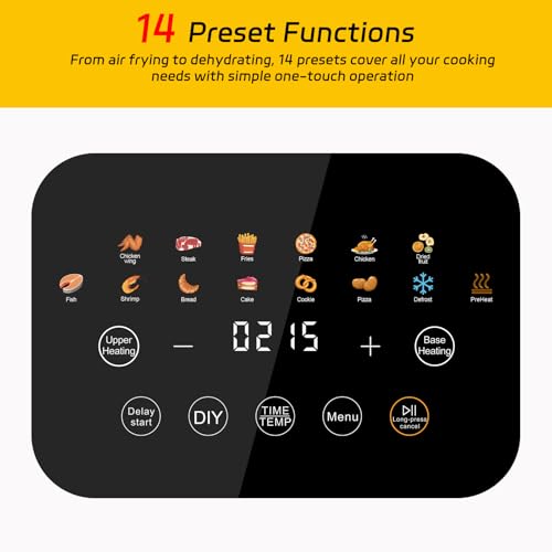 Image of 6Qt Air Fryer 14-in-1 with Viewing Window, Large Capacity, 392℉ Max Crisp, No Flipping Dual Heating, 1700W Fast Even Cooking, Nonstick Dishwasher Safe Basket, Bake Roast Dehydrate Reheat