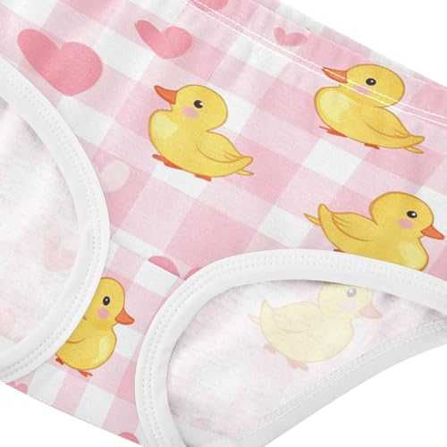 Wusikd Yellow Duck Girls' Underwear Cotton Heart Pink Buffalo Check Girls Briefs Soft Toddler Underwear 2T4