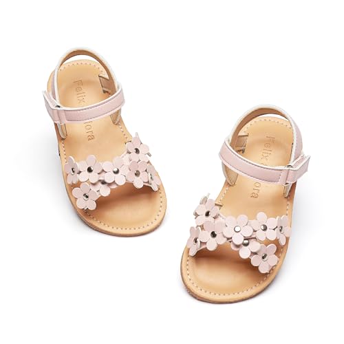 Image of Felix & Flora Toddler Girl Sandals -Flower Girl Dress Shoes Open Toe Little Kid Flats