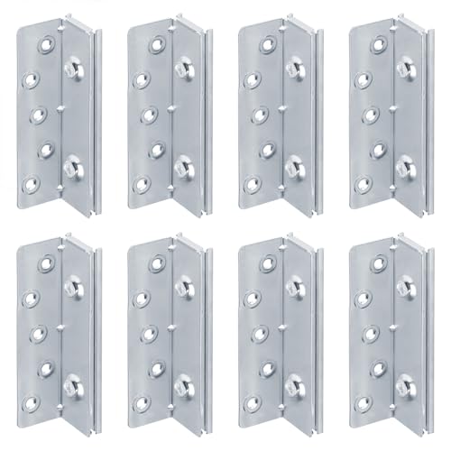8 Sets 6\" x 1-1/2\" Bed Rail Brackets,No Mortise Bed Frame Brackets Bed Rail Clips Plates Bed Fittings,Connects Headboard & Footboard to Side Rails