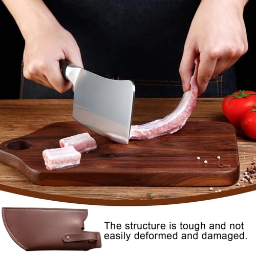 Meat Cleaver Sheath ? Faux Leather Chopper Guard, Luxury Leather Cleaver Sheath | Anti-Puncture Meat Cleaver Protector, Waterproof Leather Cover for Vegetable & Meat Cleavers for Outdoor Use - Image 4