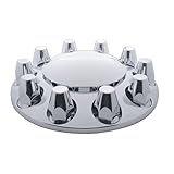 United Pacific (2) Chrome Plastic Semi Truck Front Wheel Axle Hub Covers / 33mm / Removable Cap