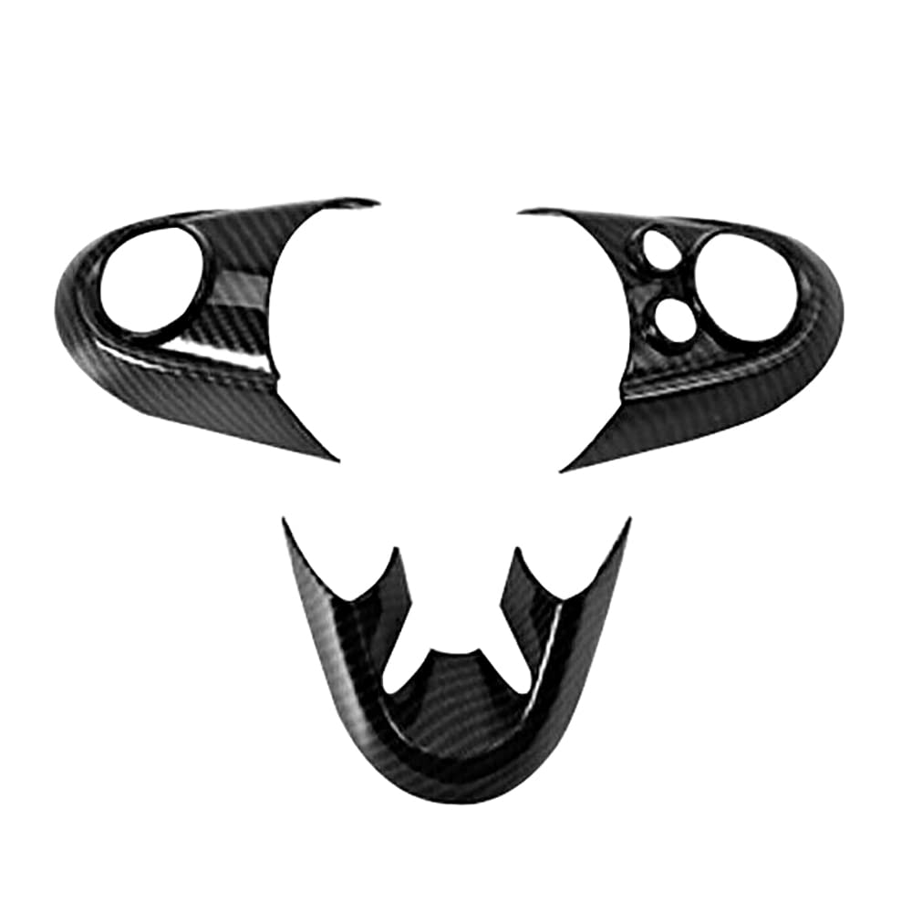 Couvre-volant de voiture intérieur, Riloer Lot de 3 inserts décoratifs en acrylonitrile butadiène styrène pour volant de voiture BMVV MINI C-ooper F55 F56 2016-2020, Fibre de carbone Noir