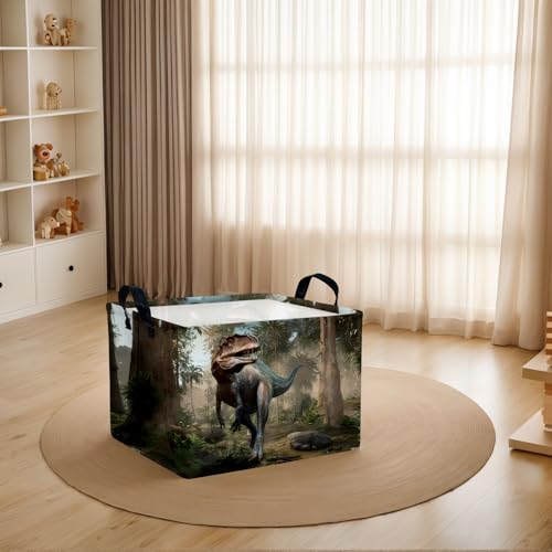 Image of Cute 3D Dinosaur Kid Storage Basket Trendy Toy Box, Baby Laundry Hamper, & Clothes Organizer Fantastic Boy Gift & Nursery Bin for Modern Bedrooms (Tyrannosaurus Rex)