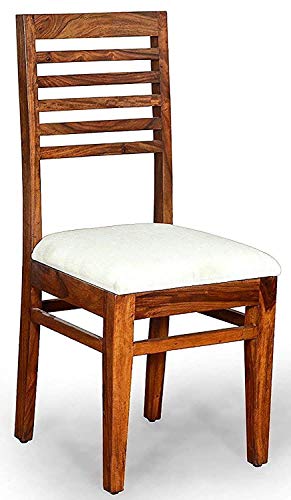 Image of Sheesham Wood Square Dining Table with 4 Cushioned Chairs | Durable Wooden Multipurpose 4 Seater Dining Table Set Furniture for Living Room, Restaurant, Hotels, and Home (Teak Finish)