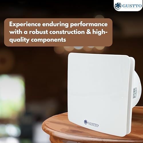 Image of Gustto LuxeVent Exhaust Fan 150mm | Efficient, High-Speed, Noiseless, 100% Copper Motor | Sleek Design Easy-to-Clean Exhuast Fan for Bathroom, Kitchen & Home