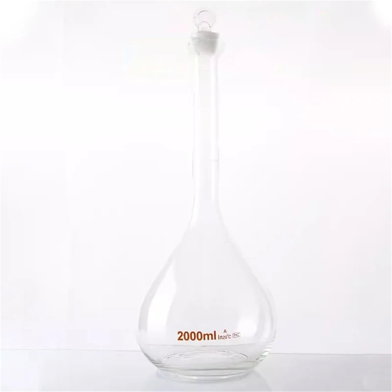 Matraz volumétrico transparente de laboratorio con forma de pera, de vidrio de borosilicato de grado A.(1000ml)