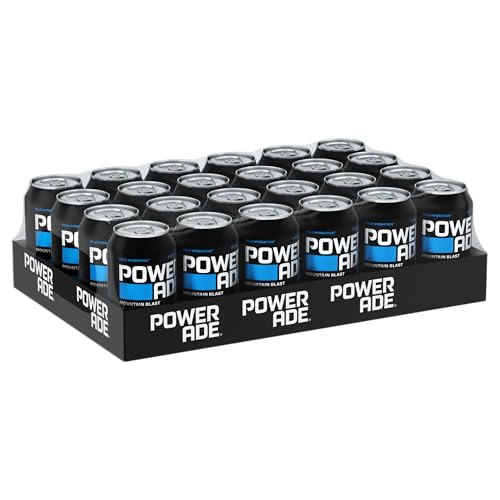 Powerade Sports Mountain Blast - kalorienarmes, isotonisches Sportgetränk mit exotischem Fruchtgeschmack - Elektrolytgetränk in in Einweg Dosen (24 x 330 ml)