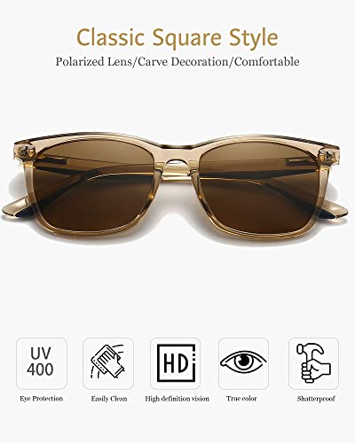 ANRRI Vintage Polarized Sunglasses for Men Women Retro Square Sun Glasses with Spring Hinges2