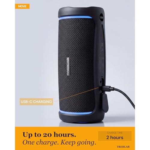 Image of TREBLAB HD77 Waterproof Bluetooth Speaker, 30W Deep Bass, RGB Light, 20H | TWS Pairing for True Stereo, USB-C Fast Charge, AUX Input - Portable Wireless Speaker for Outdoor & Backyard Use
