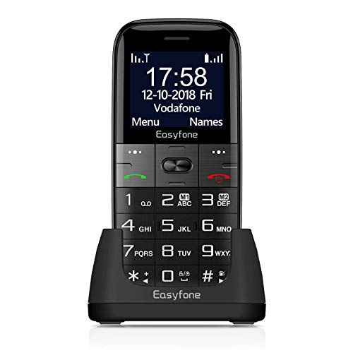Easyfone Prime A2 - Teléfono Móvil para Mayores con botón SOS y Base cargadora, Nero