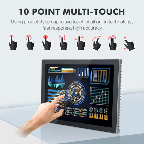 Image of 15.6 inch Industrial Touch Panel PC, Ratio 16:9 Multi-Touchscreen-Monitor,Wall Mounted Touch Screen Panel Computer,WiFi & Built-in Speakers,IP65 Front,Win 11 I7 RAM 8G+512G SSD