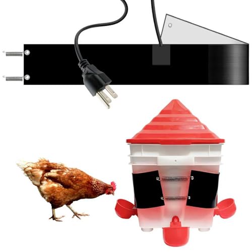 Chicken Water Heater Thermo Bucket Belt Heated Strap for 2-5 Gallon Barrel, 40W Silicone Rubber Heating Band for Chicken Waterers with 6.5 ft Power Cord