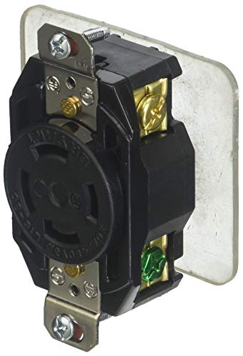 Bryant Electric 71630FR Industrial Grade Locking Receptacle, 3-Pole, 4-Wire, Nema L16-30R, 30 Amp, 3-Phase 480V AC, Black