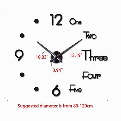 Large Diy Wall Clock Frameless 3D Mirror Wall Clock For Living Room Home Office Decoration Stickers #TOP23