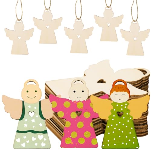 Weihnachtsdeko mit Holzscheiben 28 24 Stück Holzscheiben Weihnachtsbaumanhänger Holz zum Basteln...