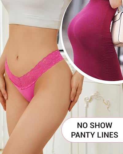Thongs for Women, Seamless Lace Panties No Show Underwear 6 Pack2