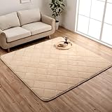 イケヒコ ラグ カーペット マット ボリューム 長方形 約3畳用 グランド アイボリー 約185×240cm 極厚 ヘタりにくい 防音 遮音 保温 コーデュロイ シンプル クッション性 すべり止め加工 キルティング 無地 ＃1290970145601