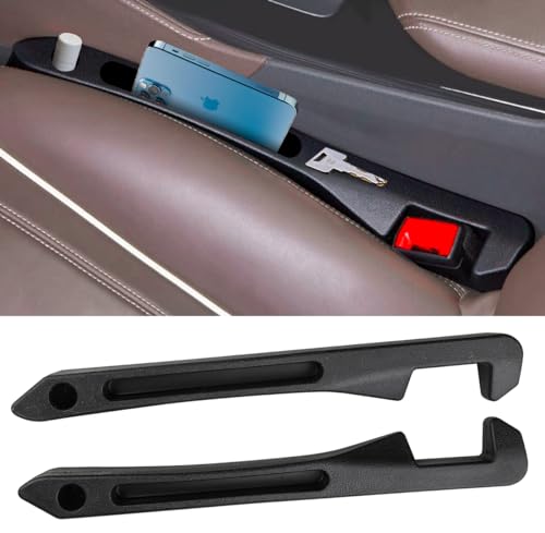 Qonyv Car Seat Gap Filler with Mobile Phone and Chapstick Lipstick Storage Box Universal for Car SUV Truck Accessories Stop Things from Dropping Pack of 2 Pu Black