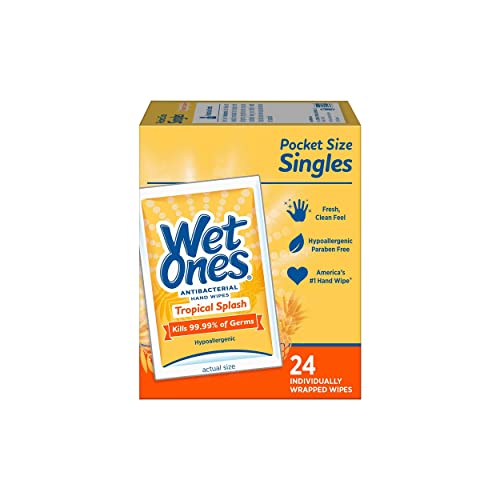 Wet Ones Wipes, Hands & Face, Antibacterial, Citrus Scent, Singles, 24 Ct. #TOP6
