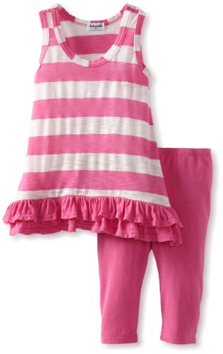 Image of Splendid Littles Girls 2-6X White Rugby Stripe Ruffle Tunic Set