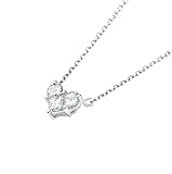 Stfery 14 Karat White Gold Diamond Necklace for Women, Triple Stone Heart Collier Necklace Real Gold Au585 with Diamonds 0.1ct