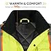 TICONN Waterproof Safety Bomber Jacket, Winter Rain Jacket Hi Vis Reflective, ANSI Class 3 Work Rain Coat (Yellow&Black, XL)