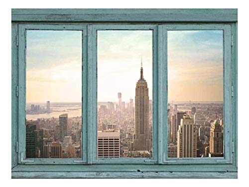 wall26 - Architectural Skyline View - Skyscrapers lit with an Early Morning Rising Sun - Empire State Building New York City - Wall Mural, Removable Sticker, Home Decor - 36x48 inches
