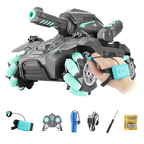 Image of Toyshine Water Ball Shooter Remote Control RC Car Tank with Crab Movement, Watch Remote, Feature Toy 360 Rotating Stunt for Kids Boys Girls - Green